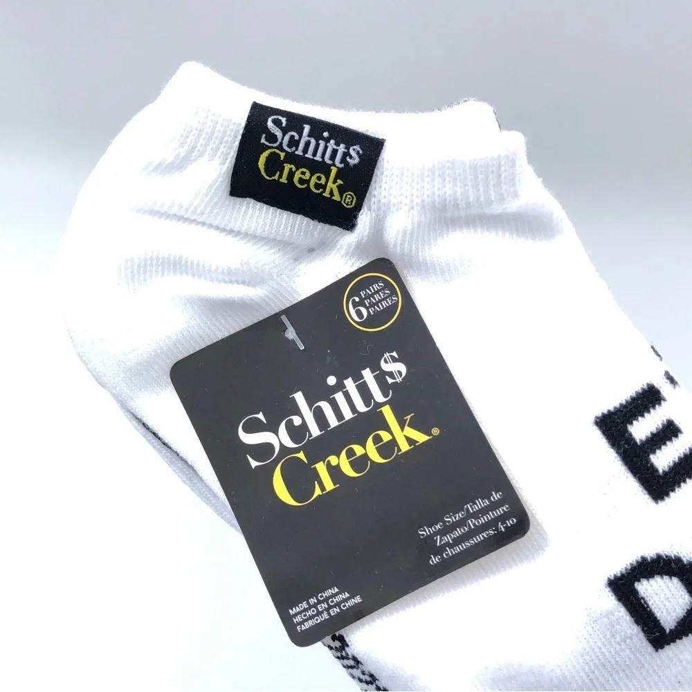 Schitts Creek 6-Pack Black White Gray Novelty Ankle Socks